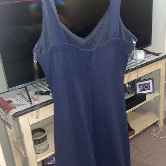 Long Navy dress with slit on the left side - Picture 3 of 7